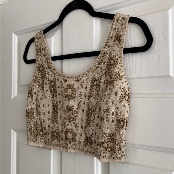 Women’s Urban Outfitters Beaded Shimmer Crop Top - Picture 3 of 5